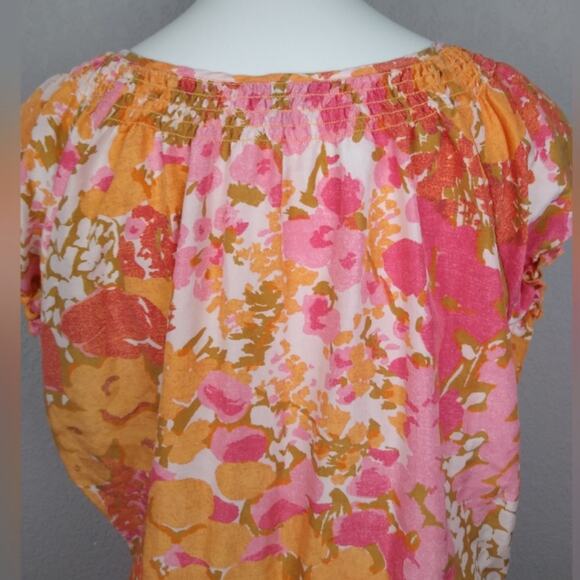 Talbots Pink Orange Silk Floral Drop Waist Dress Size Medium - Picture 10 of 14